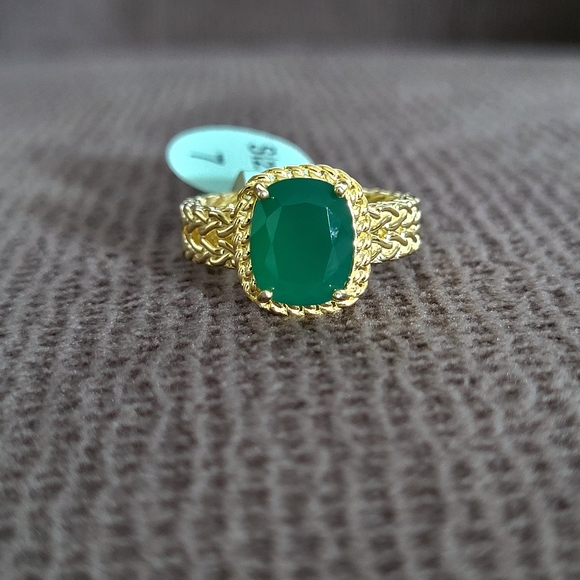 ✨️HP✨️ Gemolio Faceted Deep Green💚 Chalcedony Ring💍 - NWT - Picture 3 of 16